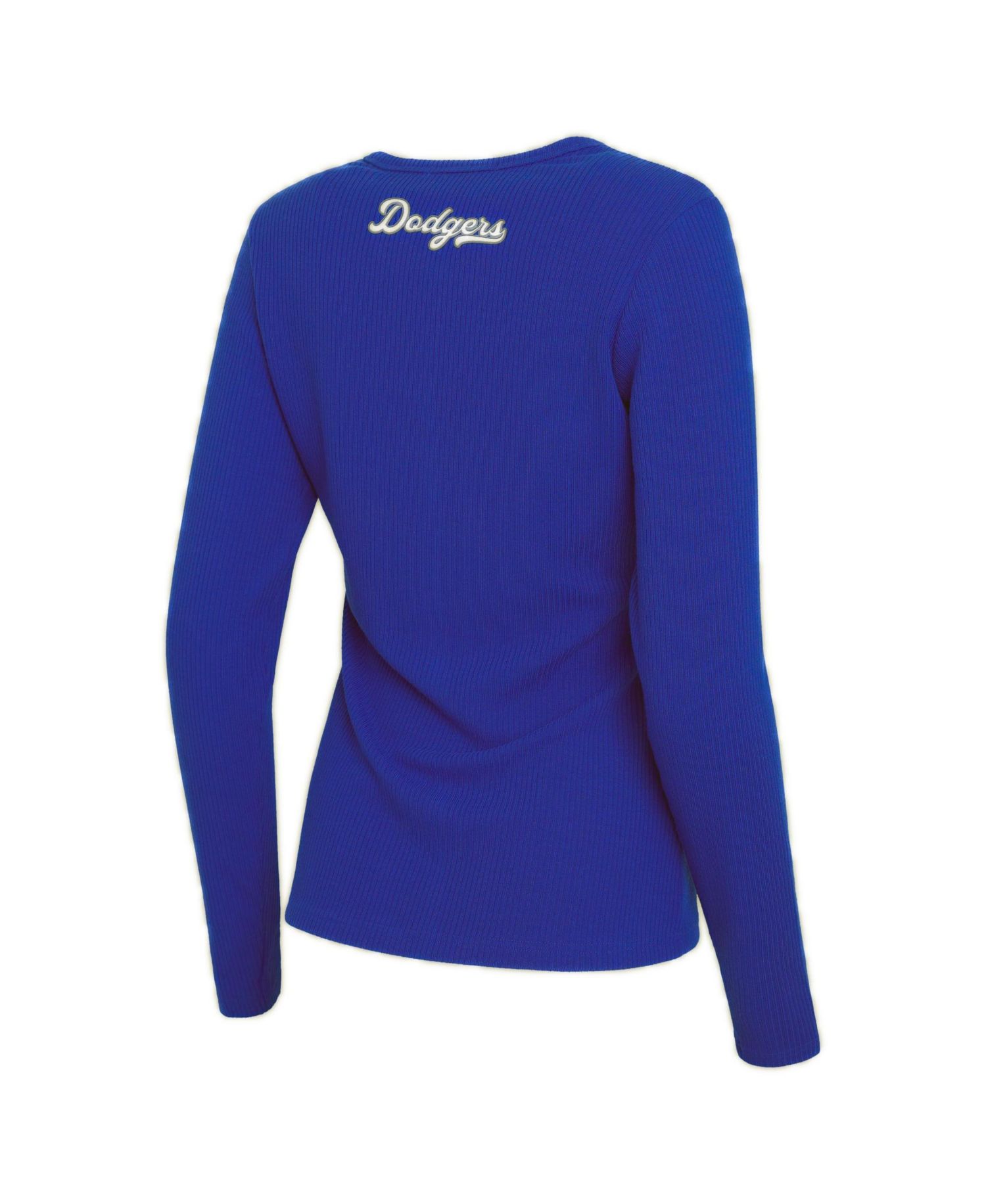 Women's Royal Los Angeles Dodgers Rib Button-Up Sweater