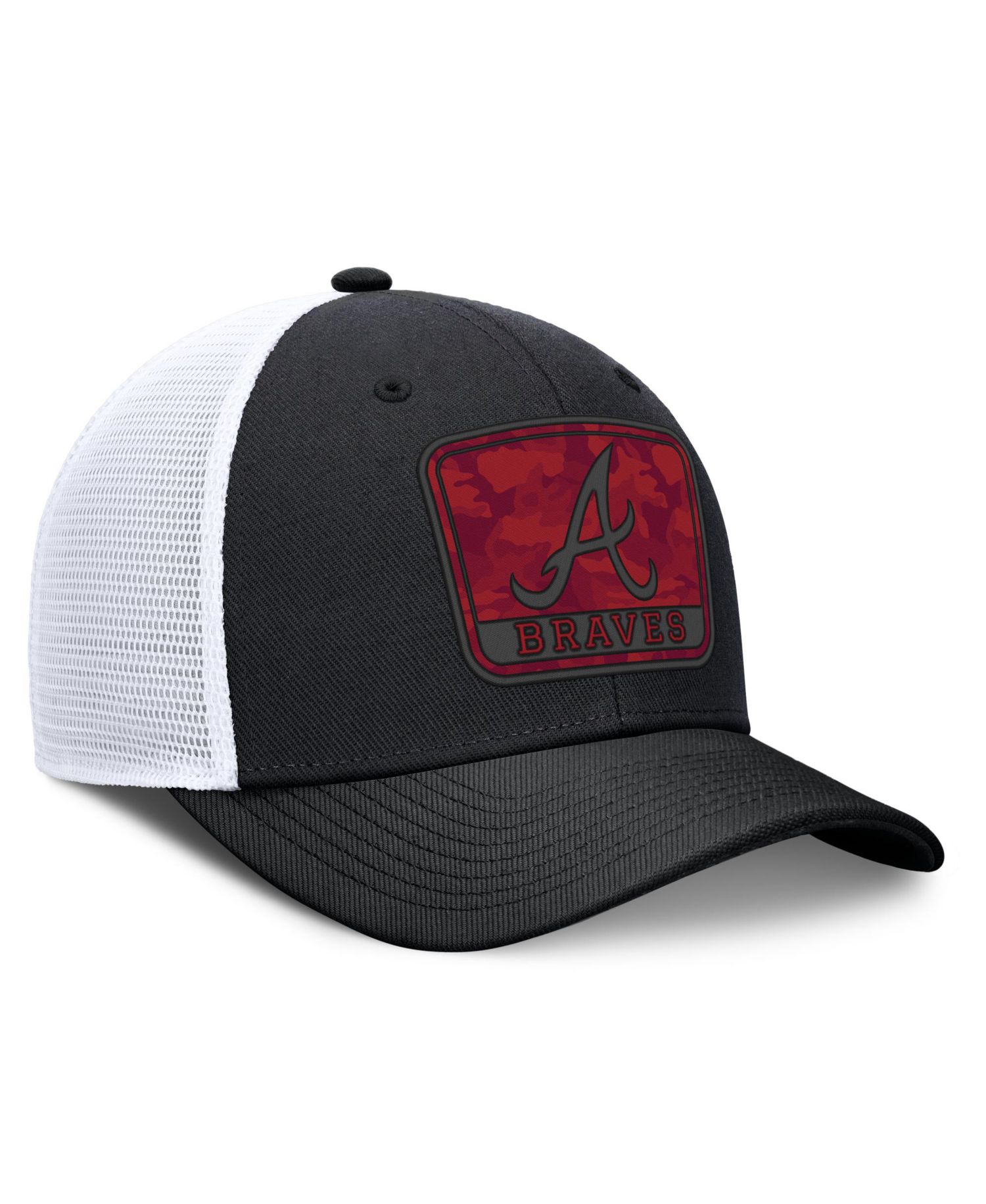 Men's Black/White Atlanta Braves Camo Rise Trucker Dri-FIT Adjustable Hat