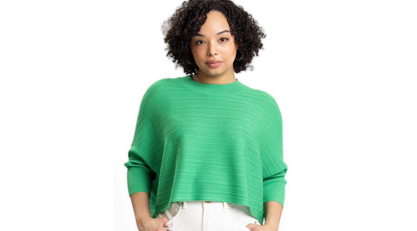 Женский свитер Caldwell Collection Brooklyn Lightweight Textured Cropped, цвет: Изумрудный зелёный — фото 1