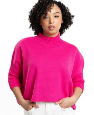 Women's Jordan Turtleneck Cropped 3/4-Length Sleeves Sweater