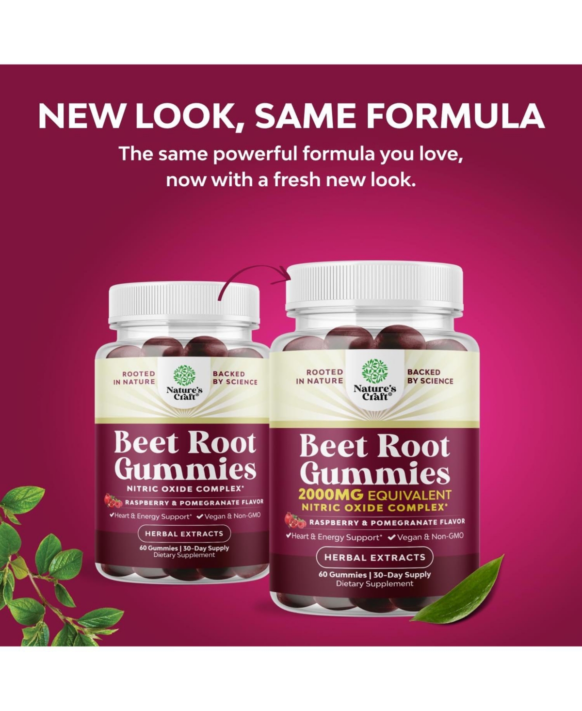 Nature's Craft Beet Root Gummies with Grapeseed, Pomegranate and Vitamin B12 | 60 Count
