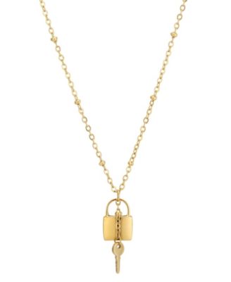 Gold-Tone Padlock Key Necklace