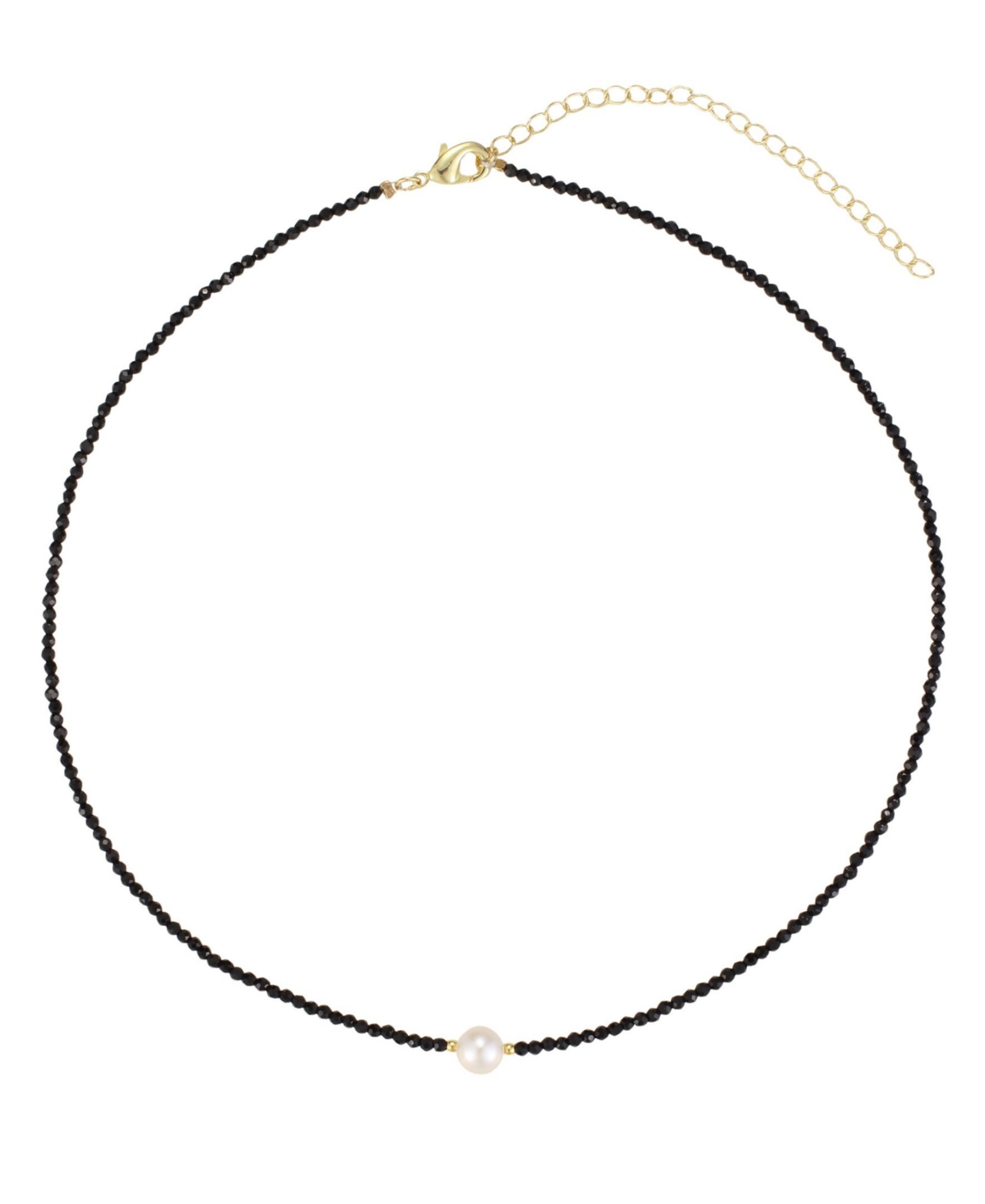 Adornia Gold-Tone Faux Pearl Choker Necklace - Black