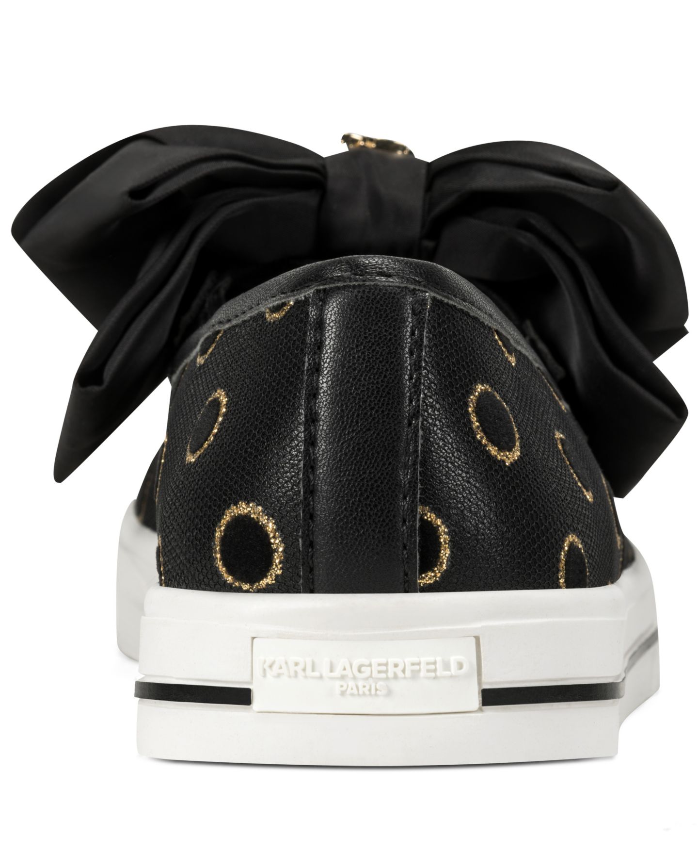 Женские кроссовки KARL LAGERFELD PARIS Bodewyn Slip-On Bow, цвет: Чёрный / Золотой — фото 3