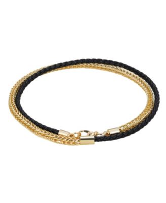 Men's Gold-Tone Leather Bracelet