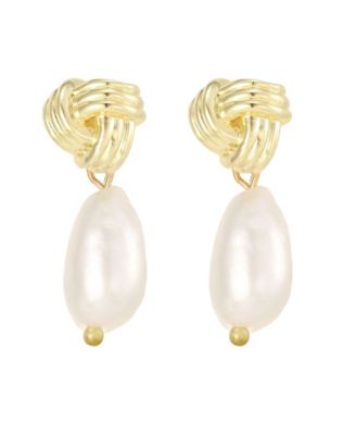 Cultured Freshwater Pearl Knot Drop Earrings
