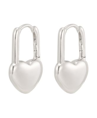 Silver-Tone Heart Huggie Earrings