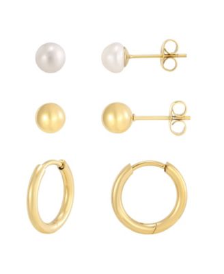 Freshwater Pearl Gold-Tone Stud Earrings