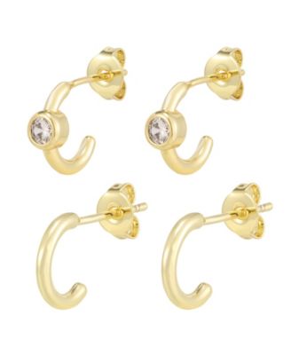 Cubic Zirconia Gold-Tone Mini Huggie Earrings