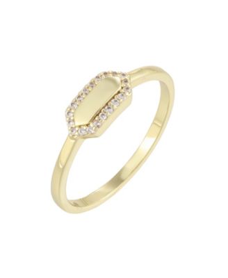 Cubic Zirconia 14k Yellow Gold-Plated Hexagon Ring