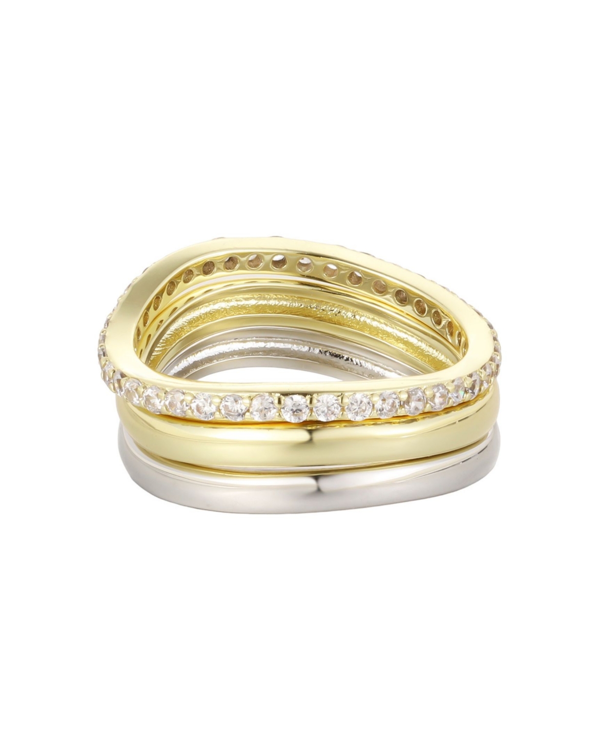 Adornia Cubic Zirconia Two-Tone Stackable Rings - Multi