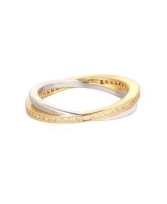 Cubic Zirconia Two-Tone Criss-Cross Ring