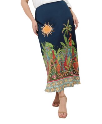 Plus Size Fools Paradise High-Waisted A-Line Midi Skirt