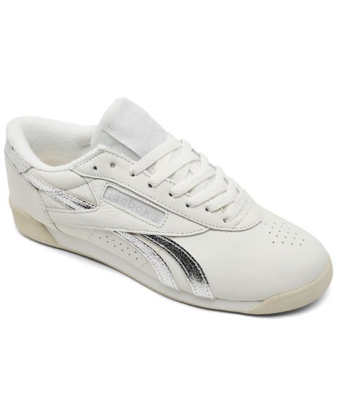 Женские кроссовки Reebok Freestyle Lo Lifestyle Low-Top 80s-Inspired, цвет: Белый / Серебристый