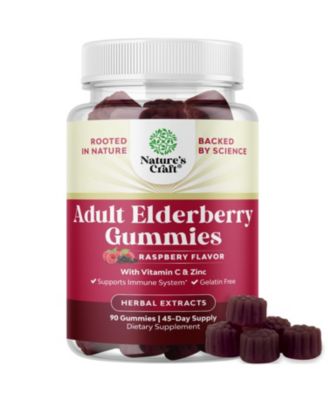 Elderberry Gummies with Vitamin C and Zinc | Sambucus Elderberry Supplement | 90 Count