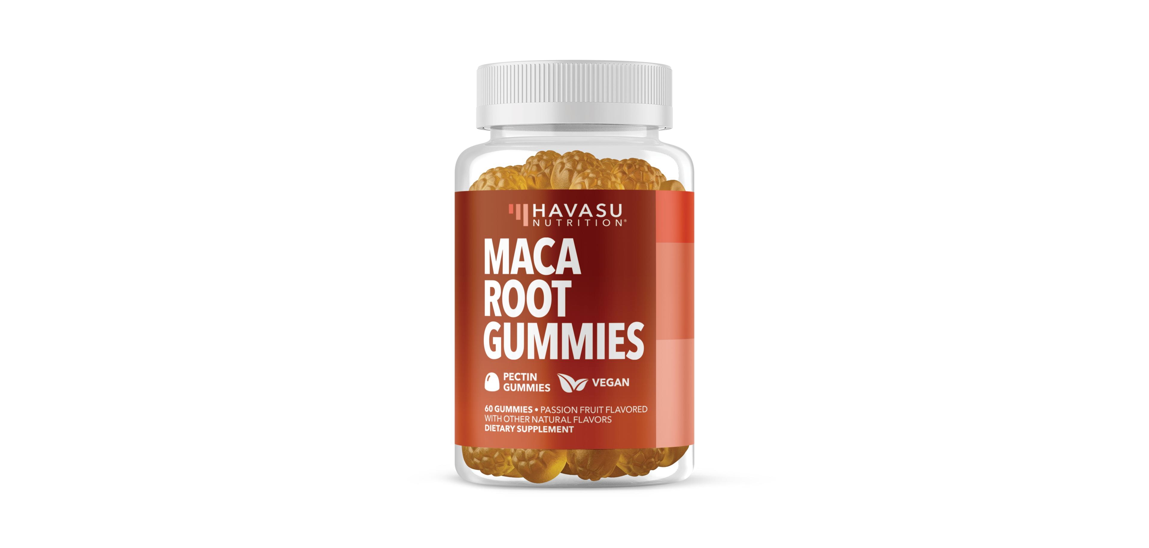 Havasu Nutrition Maca Root Gummies | 50mg 4:1 Maca Root Extract Per Serving | Passion Fruit Flavor | Pectin Gummies | 60 Gummies | 30 Servings