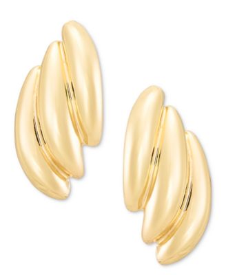 Women's Silver-Tone Titanium Dynamic Puffy Stud Earrings