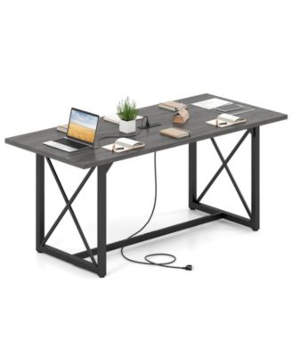 6Feet Conference Table with Power Outlets, Large Meeting Room Seats 6-8