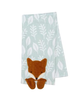 Whispering Woods Fox Soft Green Fleece Baby Blanket