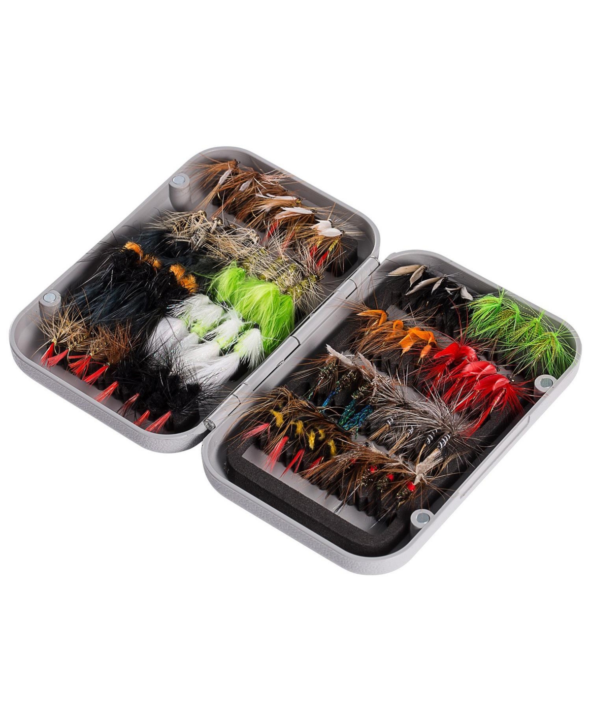 Piscifun 64 Pack Fly Fishing Flies Kit With Magnetic Storage Box Dry Wet Nymphs Streamers Terrestrials