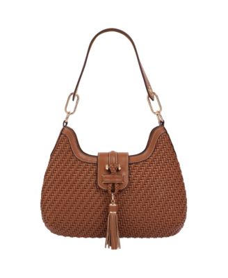 Women's Tassel Tab Woven Hobo Shoulder Bag