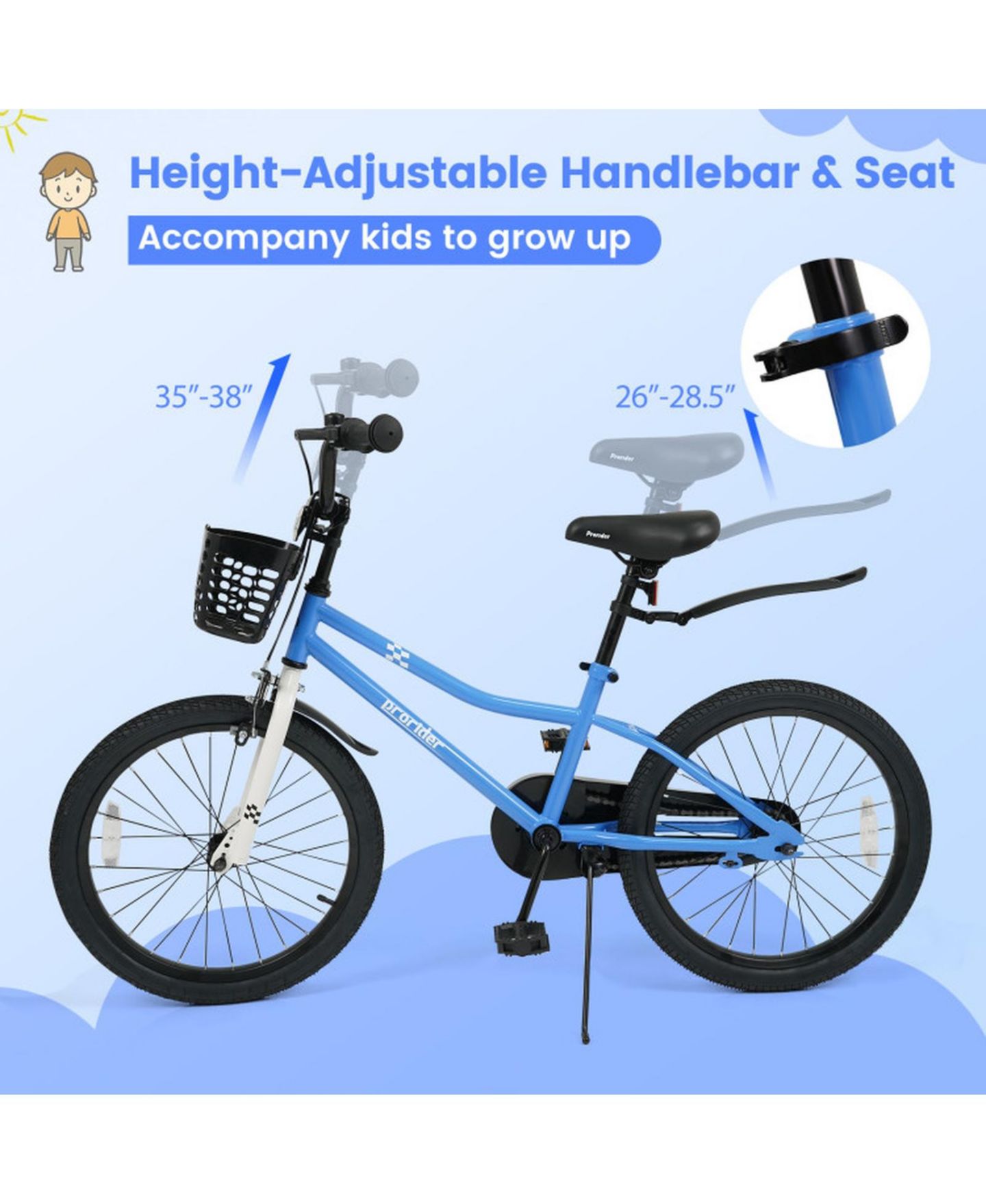 Детская игрушка SUGIFT 20 Inch Kids Bike with Dual Brake System, 143 lbs Capacity, Ages 8+, цвет: Тёмно-синий — фото 5