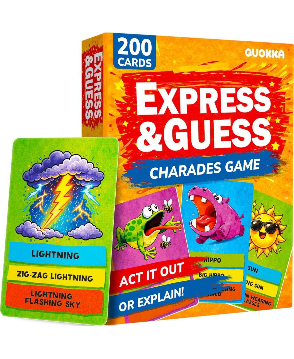 Quokka Express and Guess Charades 200-Card Family Party Game, Ages 6+
