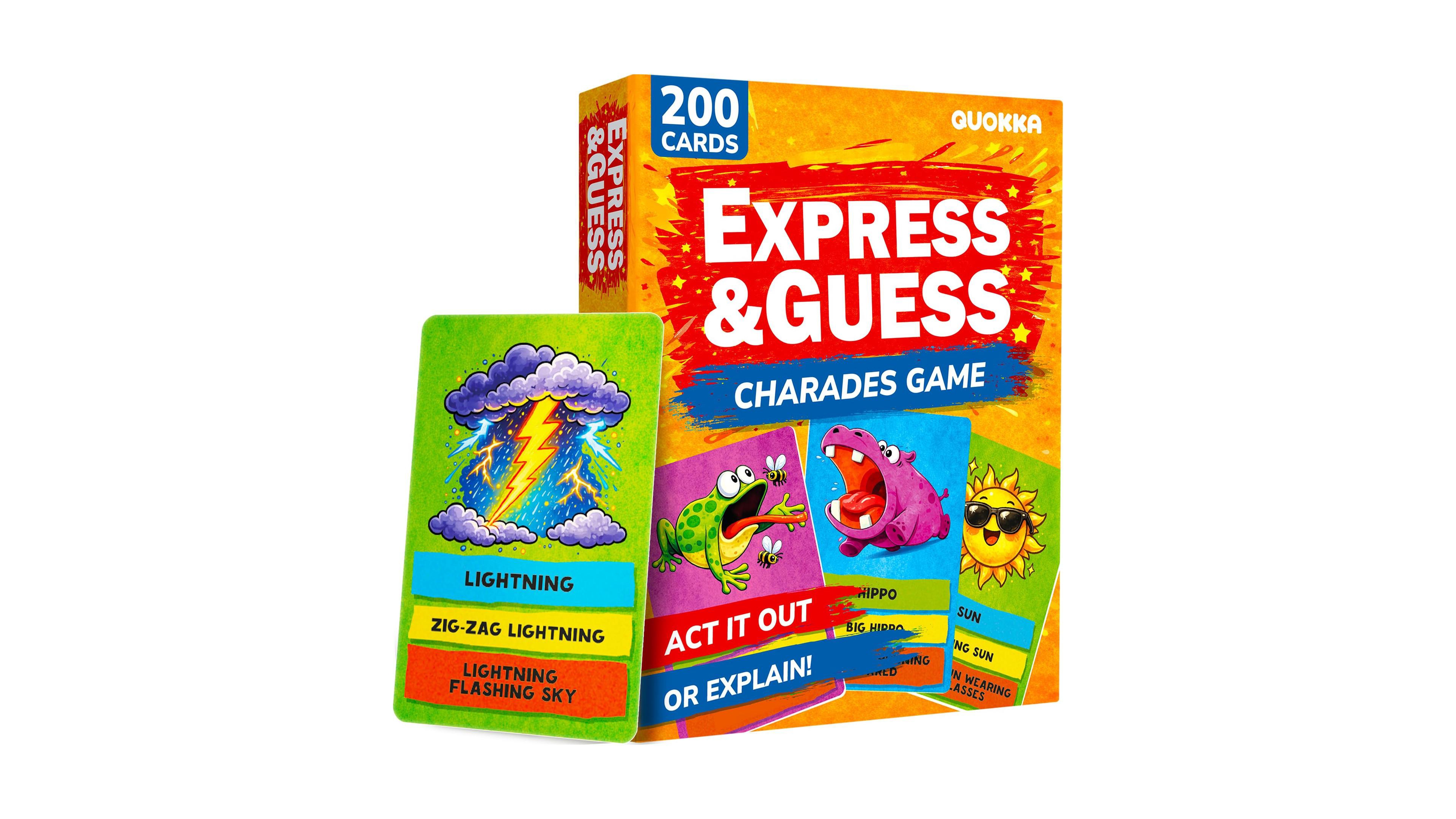 Quokka Express and Guess Charades 200-Card Family Party Game, Ages 6+