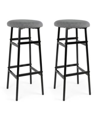 Bar Stools Set of 2 with Sturdy Metal Frame and Footrest