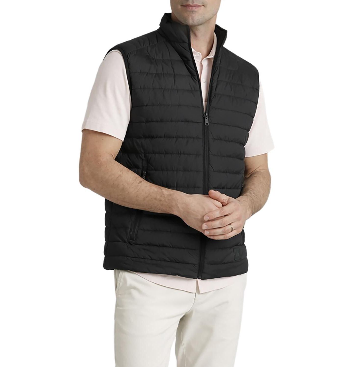 Мужской жилет Level 7 Essential Metro Duck Down Mock-Neck Slim-Fit Vest, цвет: Чёрный — фото 3