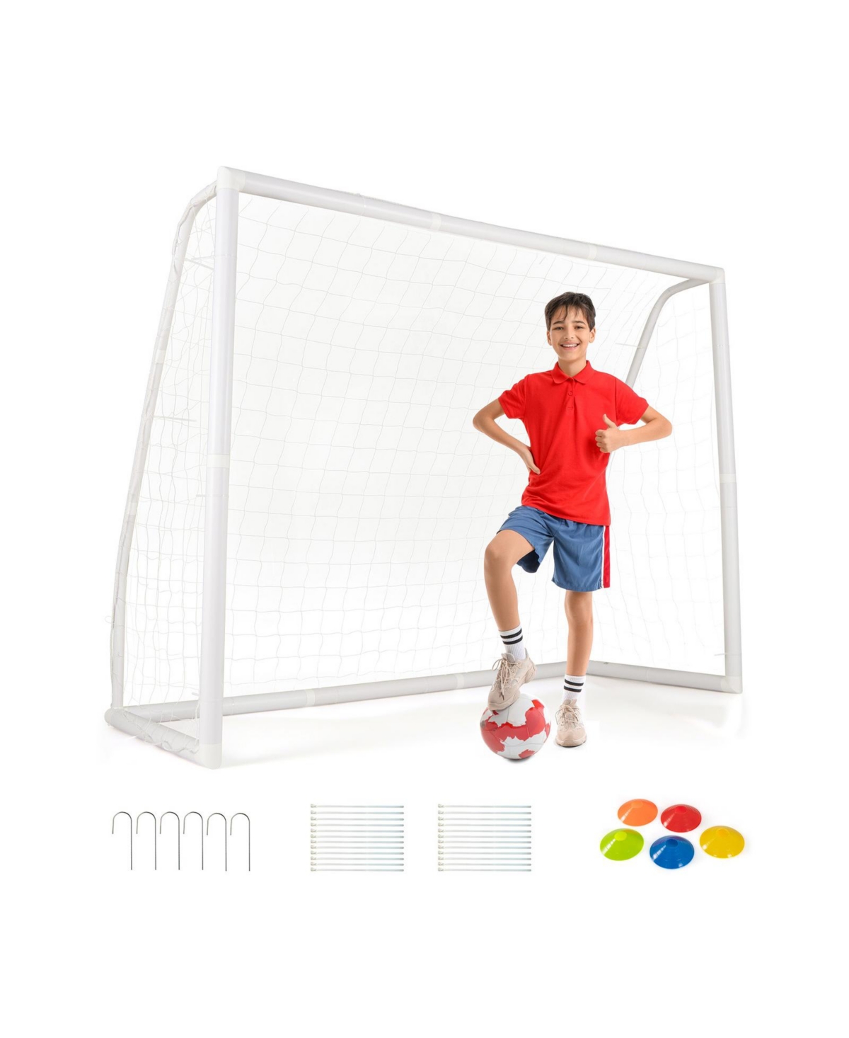 Mecale Backyard Soccer Goal with Ground Stakes and Cones