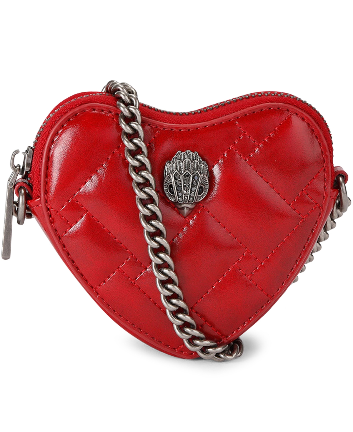 Kurt Geiger Micro Kensington Quilted Heart Mini Crossbody Handbag In Red