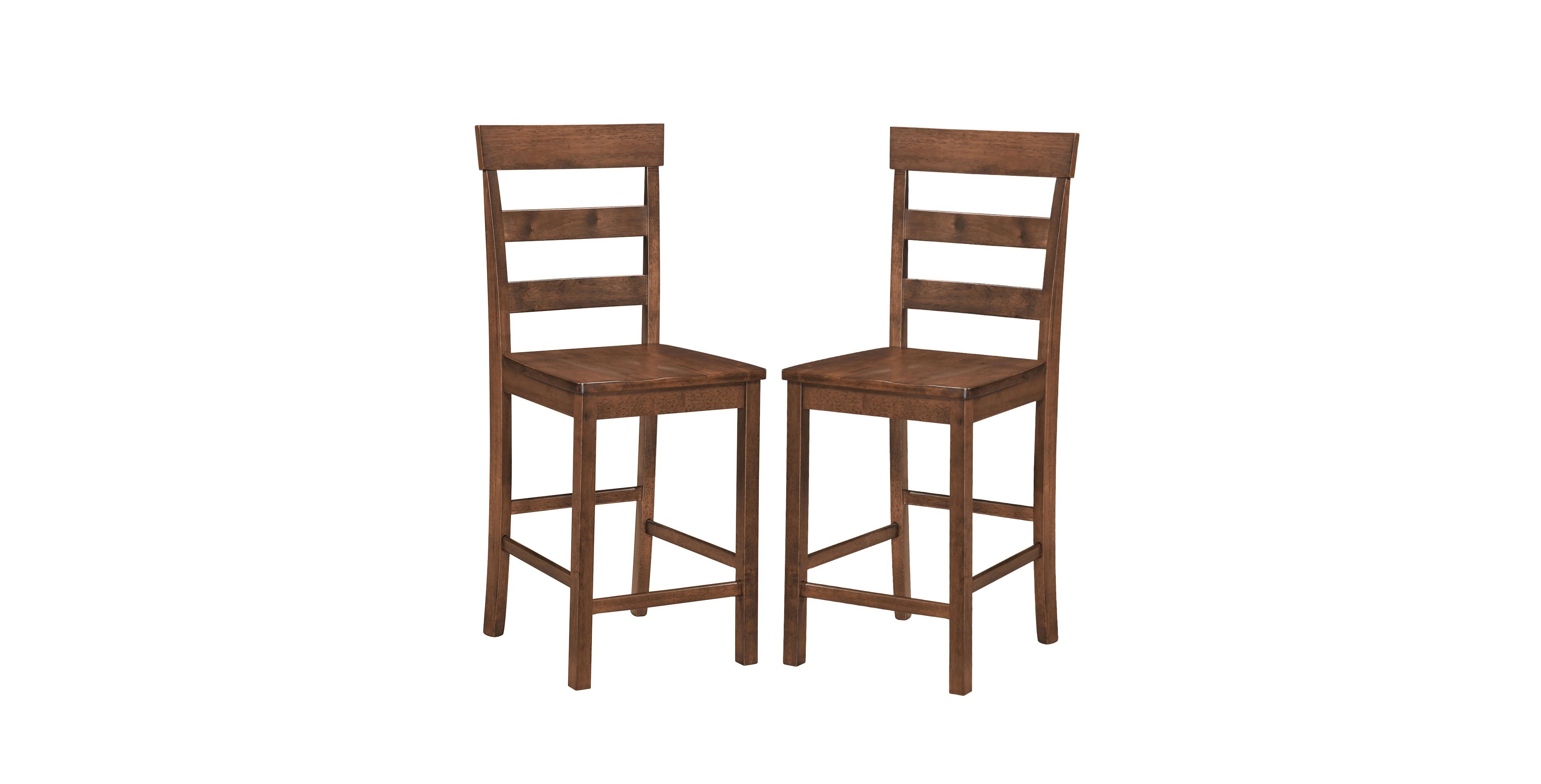 Gymax 24'' Counter Height Bar Stools Set of 2 with High Back Footrest Rubber Wood Frame