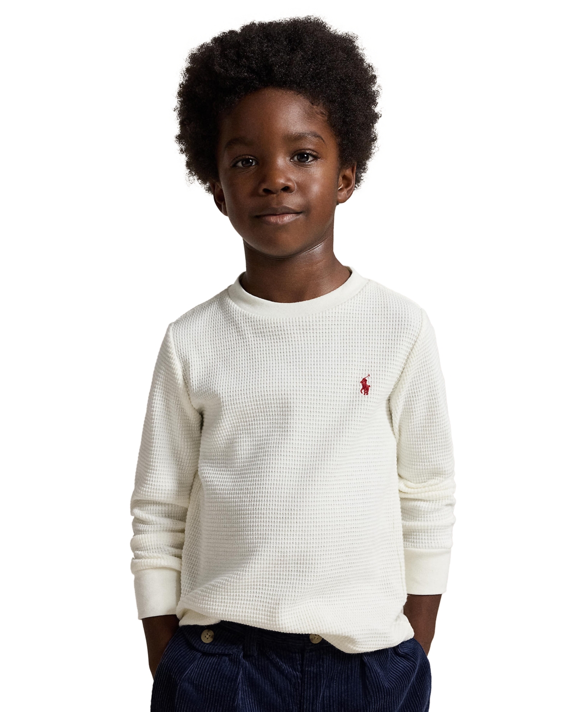 Polo Ralph Lauren Toddler and Little Boys Waffle-Knit Cotton Long-Sleeve Tee