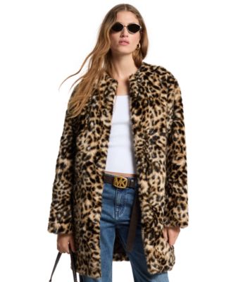 Women's Leopard-Print Faux Fur Coat