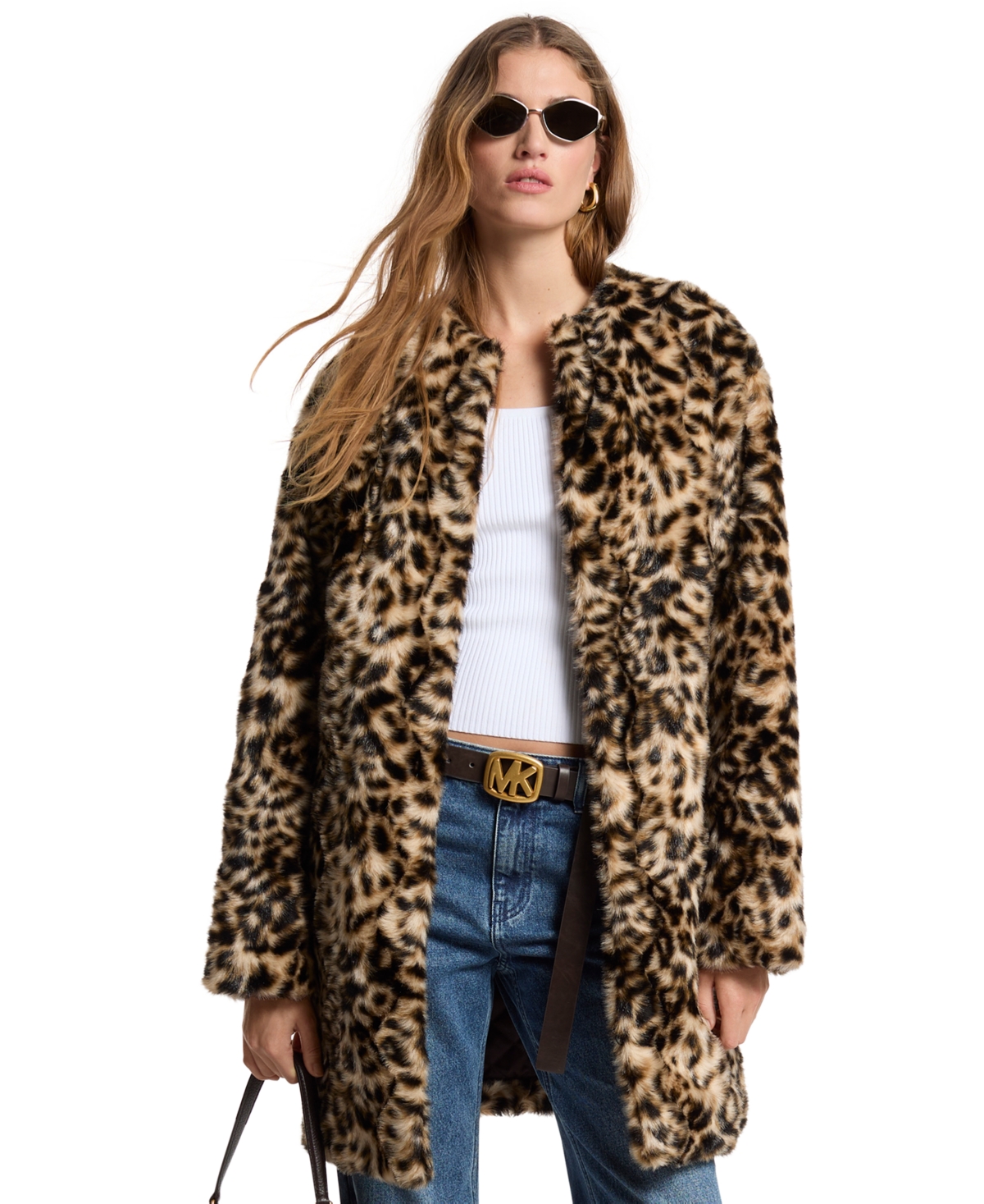 Michael Kors Women's Leopard-Print Faux Fur Coat