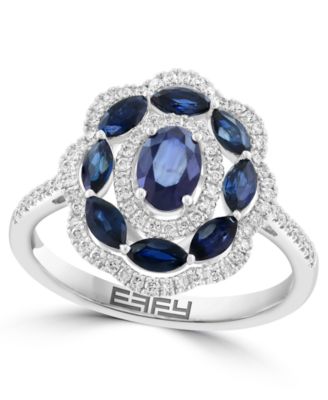 Sapphire and Diamond Ring (1/3 ct. t.w. Diamond, 1-1/2 ct. t.w. Sapphire) in 14k White Gold