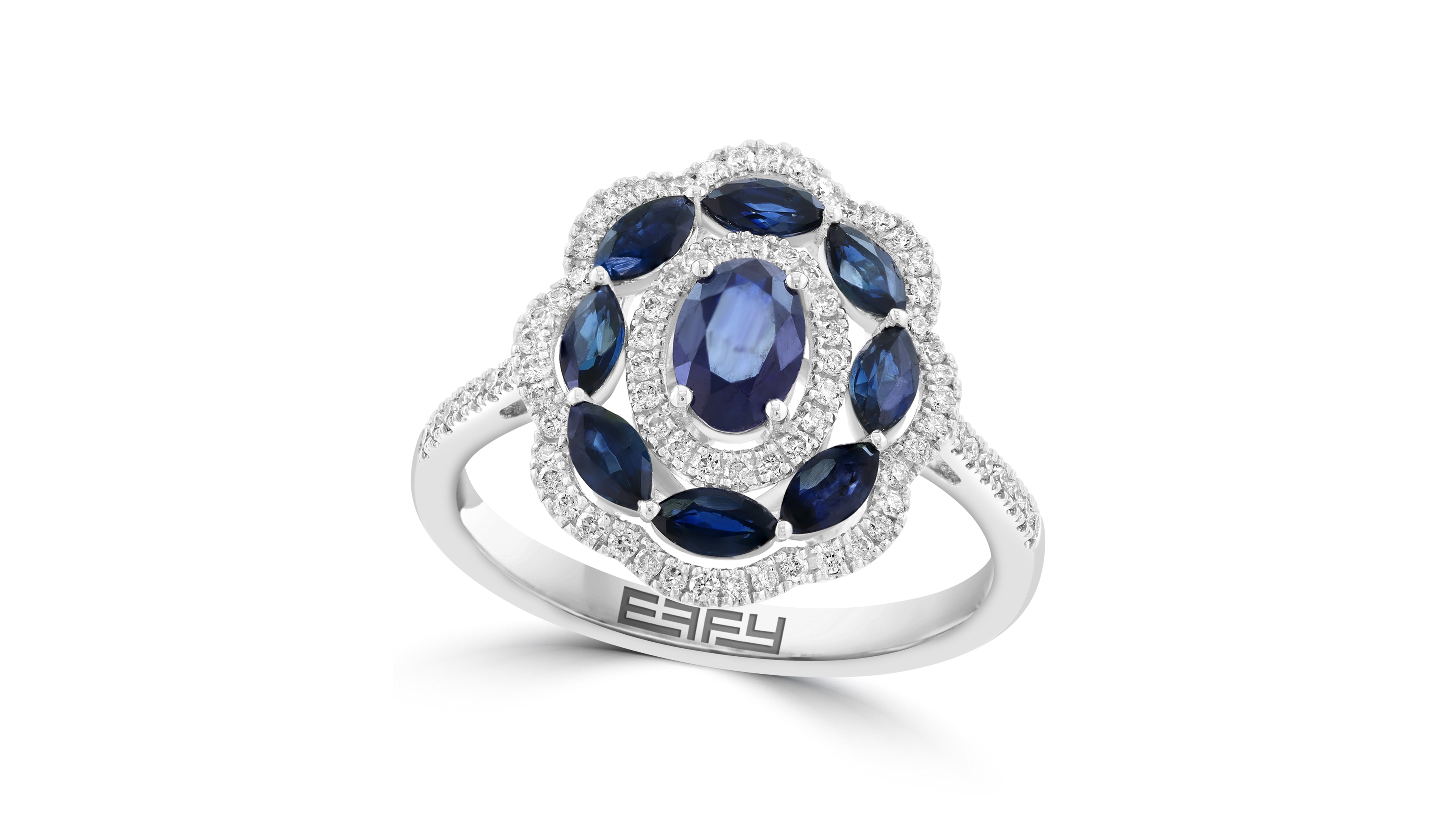 Effy Collection Sapphire and Diamond Ring (1/3 ct. t.w. Diamond, 1-1/2 ct. t.w. Sapphire) in 14k White Gold