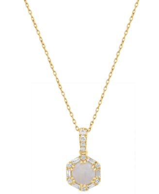 Diamond and Opal Pendant (1/4 ct. t.w. and 5/8 ct. t.w.) in 14k Yellow Gold