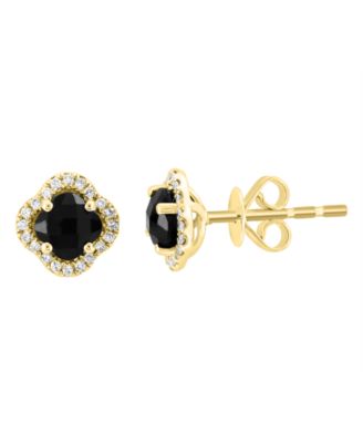 Diamond and Onyx Stud Earrings (1/10 ct. t.w.) in 14k Yellow Gold