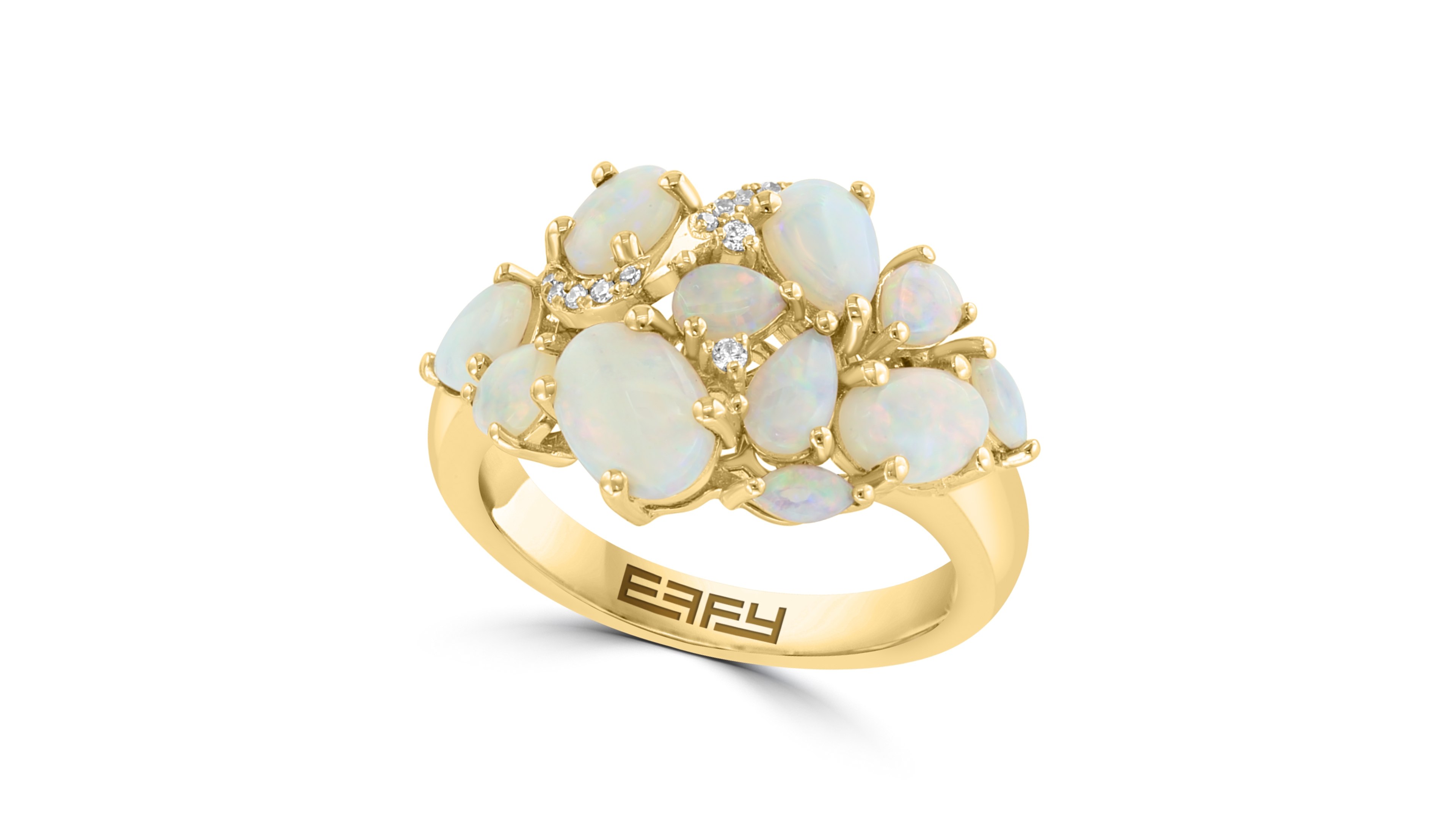 Effy Collection Pear Shape Opal and Diamond Ring (1-5/8 ct. t.w. Opal and 1/20 ct. t.w. Diamond) in 14K Yellow Gold
