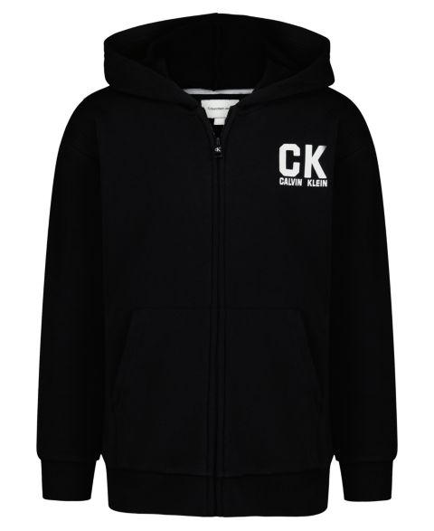 Худи Calvin Klein Screenprinted Graphic Fleece Full-Zip для мальчиков, цвет: Чёрный