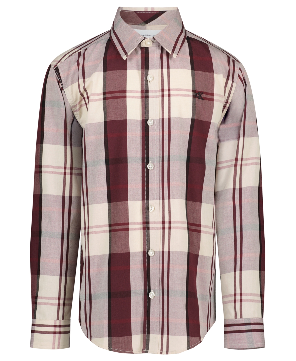 Calvin Klein Boys' 8-20 Bold Long-Sleeve Plaid Woven Shirt