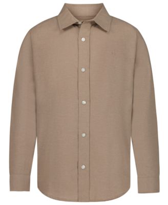 Boys' 8-20 Textured Embroidered Monogram Long-Sleeve Shirt