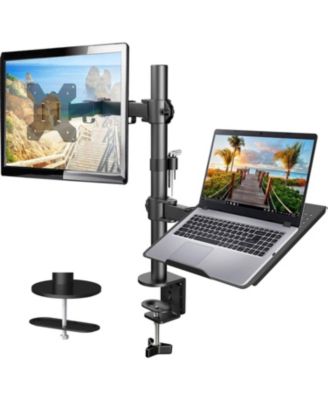 Adjustable 2-in-1 Monitor Laptop Tray Desk Mount for 13-32 Inch VESA Monitors