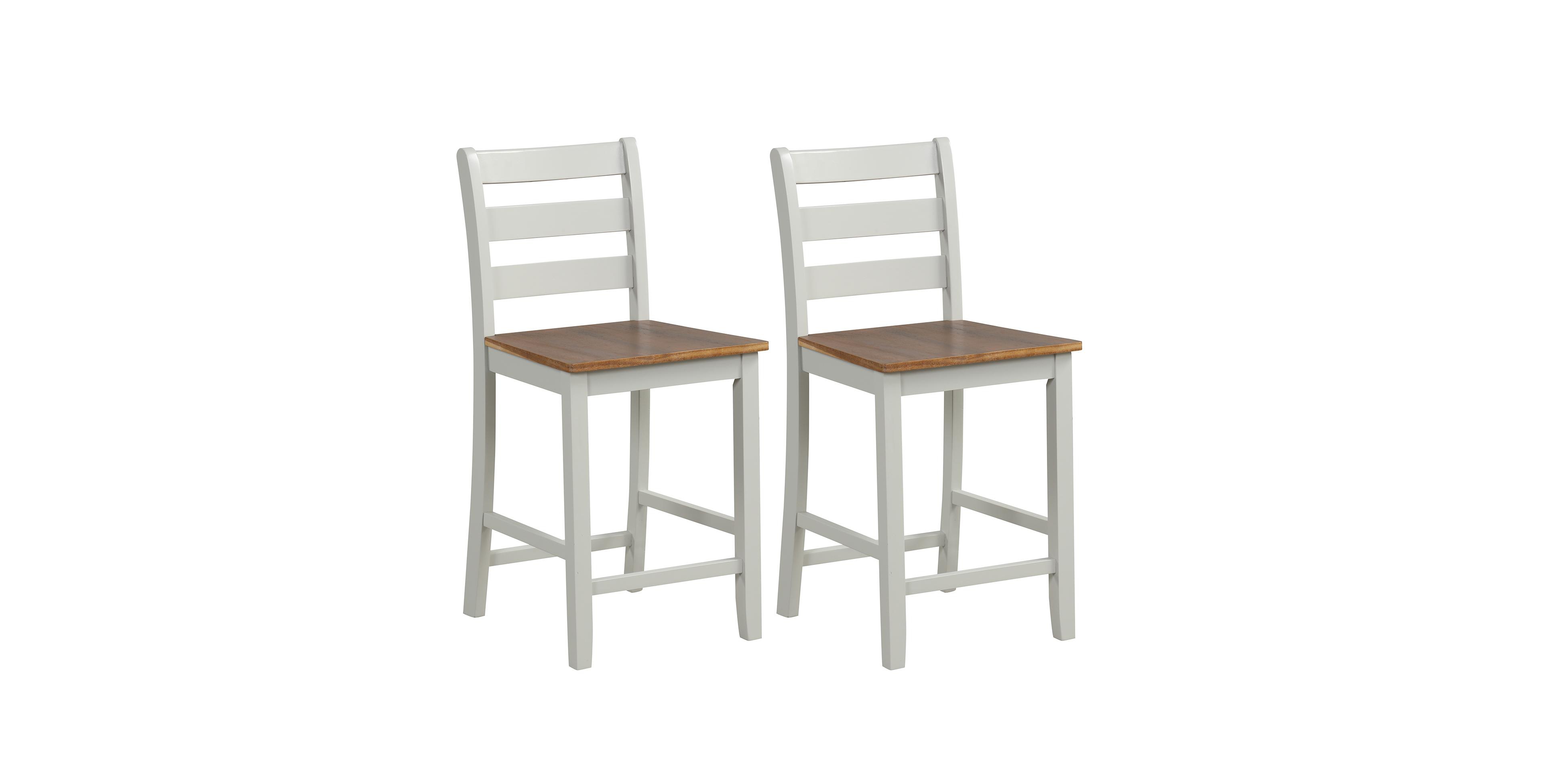 Mecale Set of 2 Counter Bar Stool with Inclined Backrest and Footrest