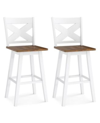 29" Rubberwood Swivel Barstools Set of 2 with Backrest and Large Seat