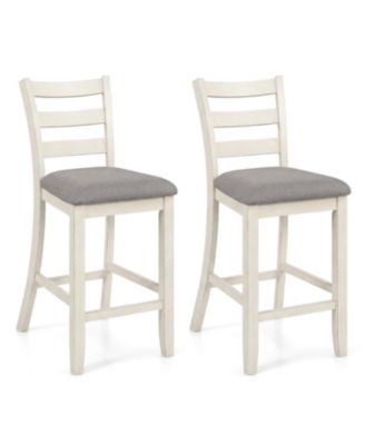 Counter Height Chairs with Fabric Seat and Rubber Wood Legs