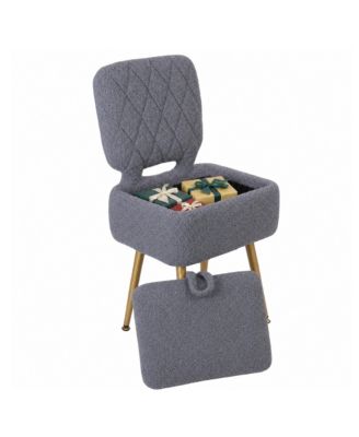 Vanity Chair, Makeup Stool with Folding Backrest and Plush Padded Dressing Table Stool for Dressing Room