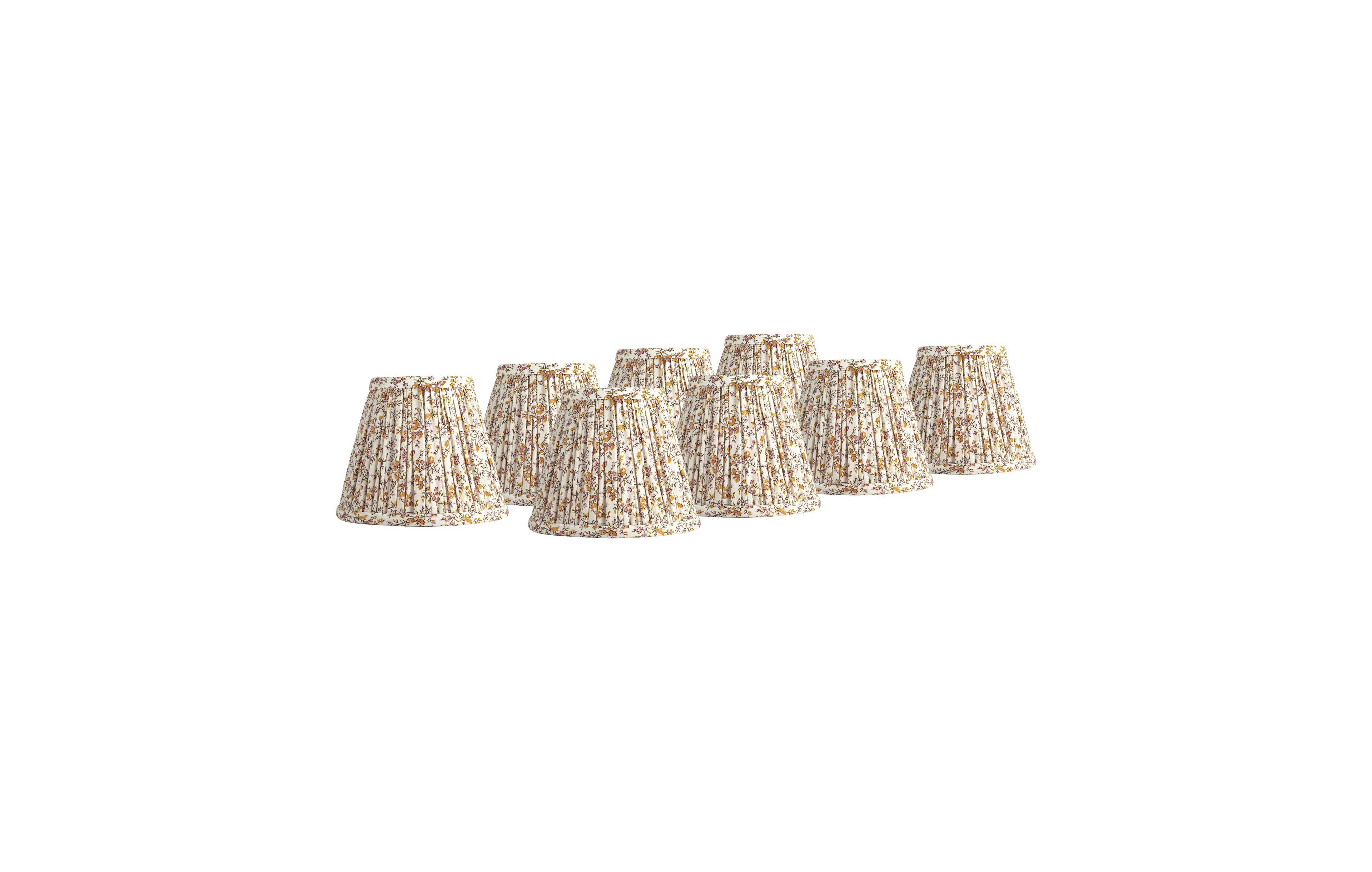 Springcrest 3 1/2 Inch Top x 6 Inch Bottom x 5 Inch High x 5 Inch Slant Print Lamp Shade Replacement Set of 8 Goldenrod Floral Clip On Candelabra